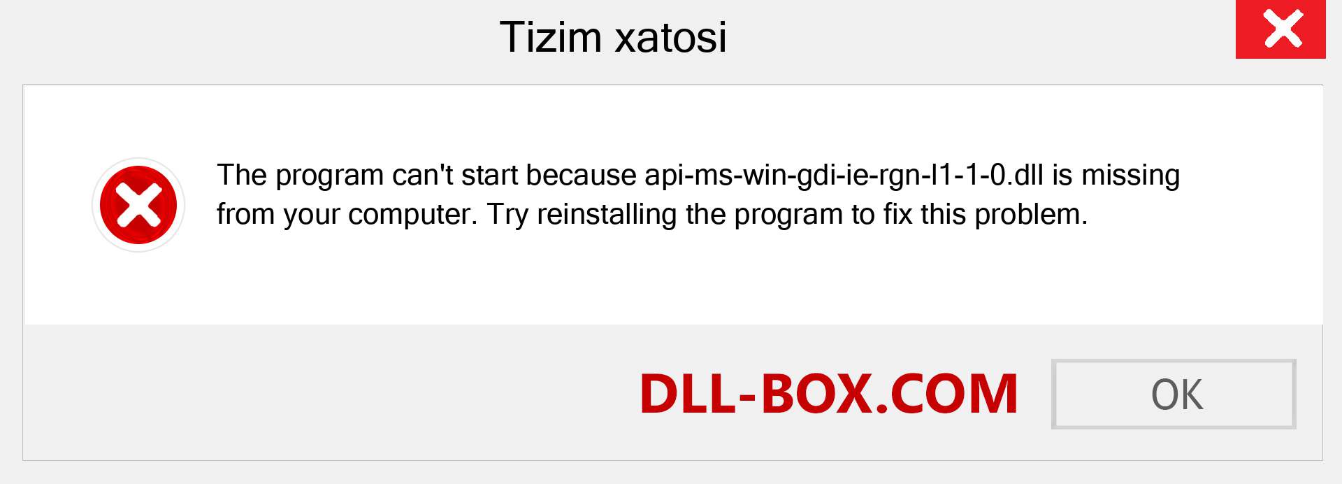 api-ms-win-gdi-ie-rgn-l1-1-0.dll fayli yo'qolganmi?. Windows 7, 8, 10 uchun yuklab olish - Windowsda api-ms-win-gdi-ie-rgn-l1-1-0 dll etishmayotgan xatoni tuzating, rasmlar, rasmlar